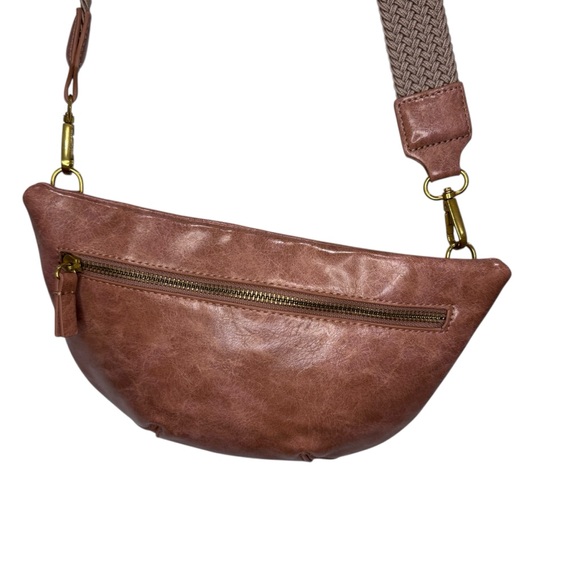 NWOT Anthropologie Ada Vegan Leather Crossbody Belt Convertible Bag Brown/Blush - Picture 4 of 12